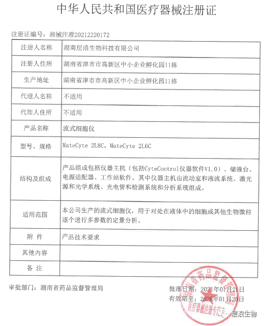 MateCyte流式細胞儀喜獲注冊證